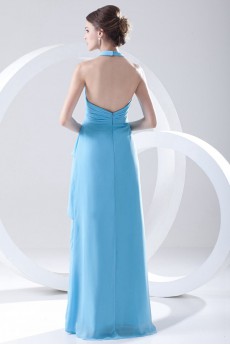 Chiffon Halter Column Dress with Sash