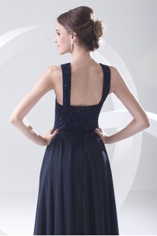 Chiffon Jewel Column Dress with Embroidery