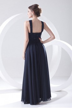 Chiffon Jewel Column Dress with Embroidery