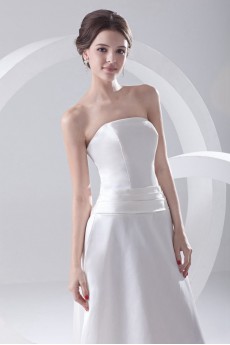 Satin Strapless A Line Dress