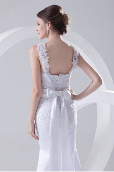 Satin Sweetheart Mermaid Ankle-Length Dress with Embroidery