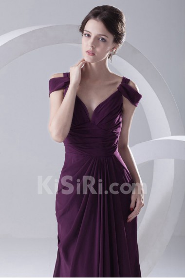 Chiffon V Neckline A Line Dress