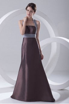 Taffeta Strapless A Line Floor Length Dress with Sash