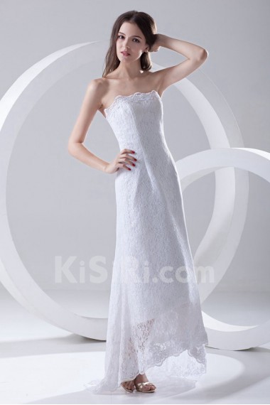 Lace Strapless Column Ankle-Length Dress