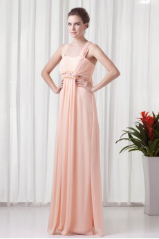 Chiffon Square Column Floor Length Dress with Sequins