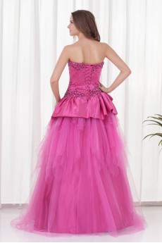 Satin Strapless A Line Floor Length Dress with Sequins