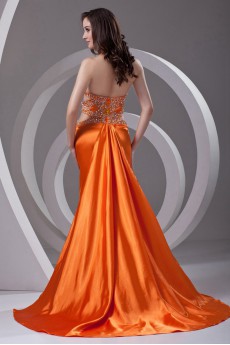 Satin Column Dress with Sequins