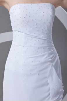 Chiffon Strapless Sheath Dress with Embroidery