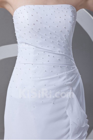 Chiffon Strapless Sheath Dress with Embroidery