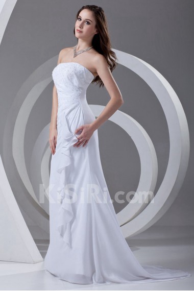 Chiffon Strapless Sheath Dress with Embroidery