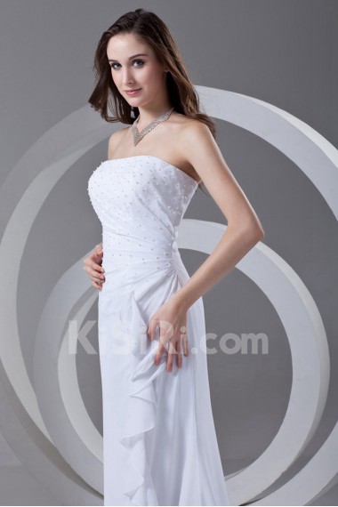 Chiffon Strapless Sheath Dress with Embroidery