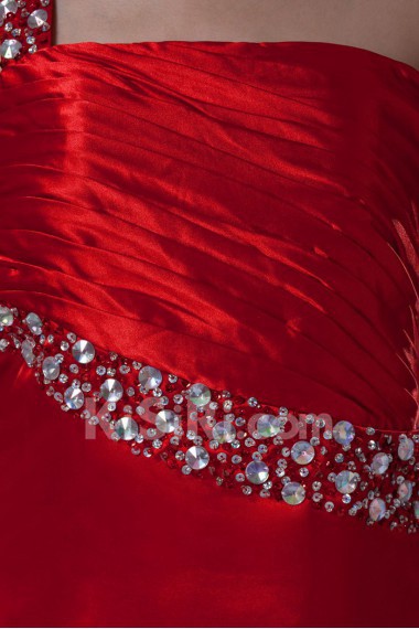 Satin One Shoulder A Line Dress with Sequins