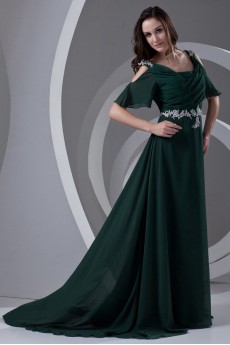 Chiffon Straps A Line Dress with Embroidery