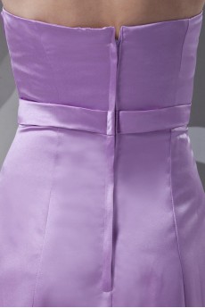 Satin Straps A Line Dress with Gathered Ruched Bodice