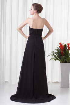 Chiffon Strapless Column Dress with Embroidery