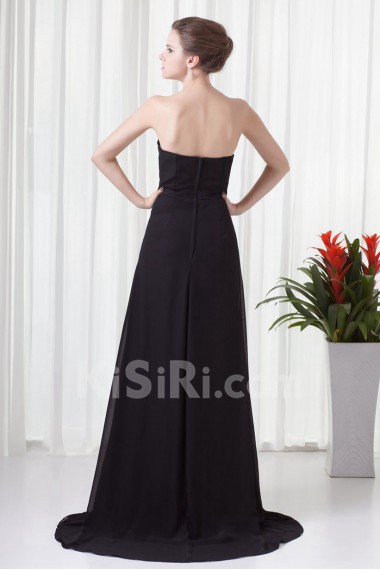 Chiffon Strapless Column Dress with Embroidery