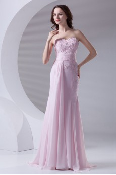 Chiffon Sweetheart Sheath Dress with Embroidery