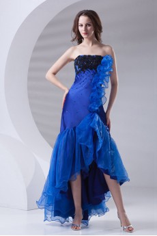 Organza Strapless A Line Ankle-Length Dress with Embroidery