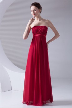 Chiffon Strapless Column Dress with Sash