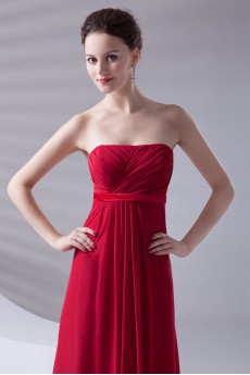 Chiffon Strapless Column Dress with Sash