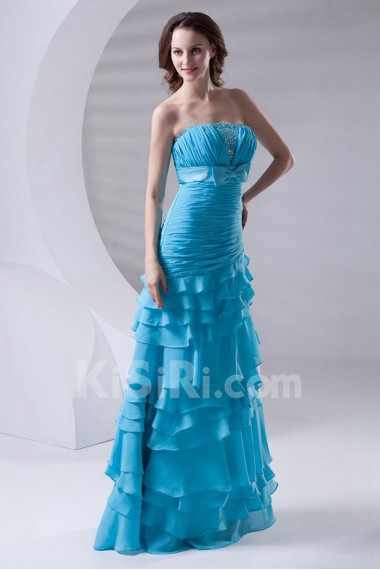 Chiffon Strapless A Line Dress with Sash