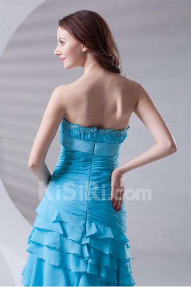 Chiffon Strapless A Line Dress with Sash