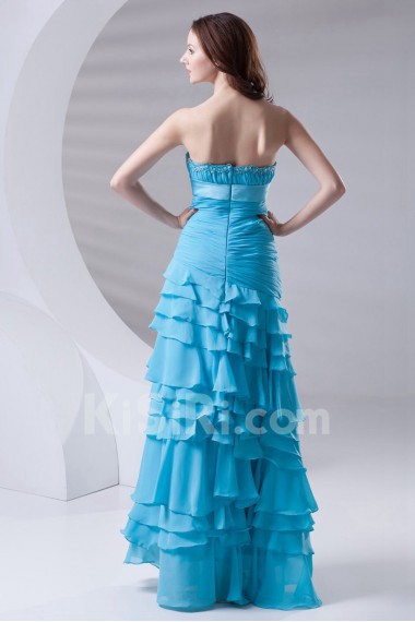 Chiffon Strapless A Line Dress with Sash