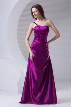 Satin One Shoulder A Line Dress