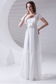 Chiffon Strapless Column Dress with Hand-made Flower