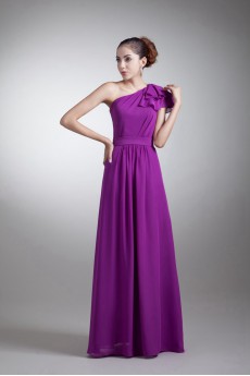 Chiffon Asymmetrical Coloum Dress with Sash