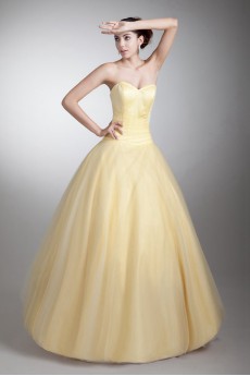 Satin and Net Sweetheart Ball Gown