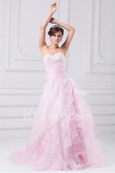 Organza Sweetheart A Line Dress with Embroidery