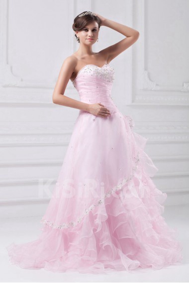 Organza Sweetheart A Line Dress with Embroidery
