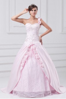 Satin Sweetheart Ball Gown with Embroidery