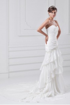 Taffeta Sweetheart Sheath Dress with Gathered Ruched Bodice