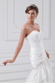 Taffeta Sweetheart Sheath Dress with Gathered Ruched Bodice