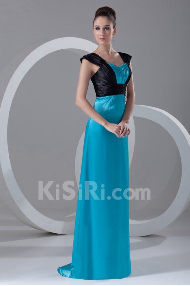 Chiffon and Satin Straps Column Dress with Embroidery