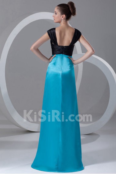 Chiffon and Satin Straps Column Dress with Embroidery