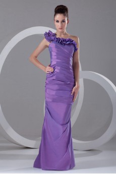 Taffeta Sheath Dress with Directionally Ruched Bodice