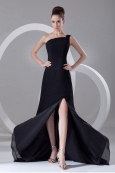 Chiffon One Shoulder Ankle-Length Column Dress