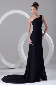 Chiffon One Shoulder Ankle-Length Column Dress