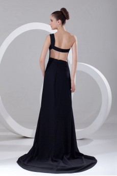 Chiffon One Shoulder Ankle-Length Column Dress