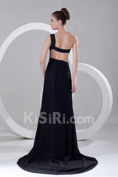 Chiffon One Shoulder Ankle-Length Column Dress