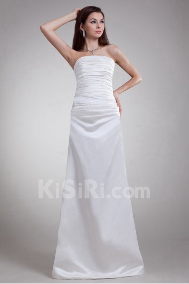 Satin Strapless A Line Dress