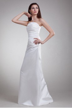 Satin Strapless A Line Dress