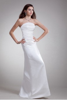 Satin Strapless A Line Dress