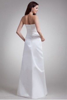 Satin Strapless A Line Dress