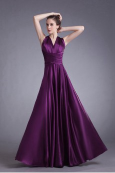 Satin V-Neck A Line Dress