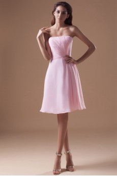 Chiffon Strapless Knee Length Dress