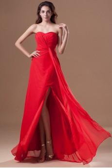 Chiffon Sweetheart Ankle-Length Column Dress